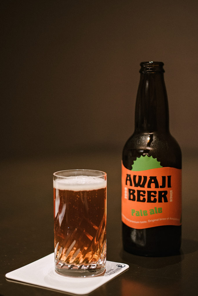 A bottle and glass of Awaji Beer pale ale